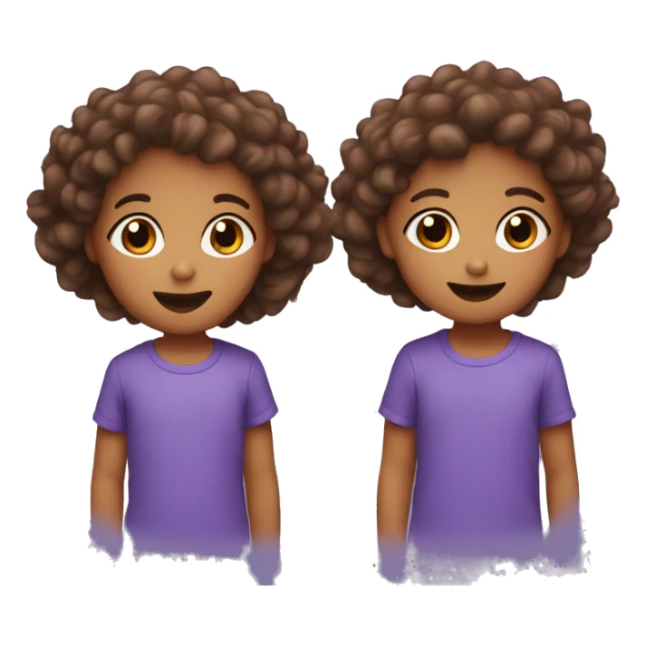 triplets wearing blue orange and purple sticker