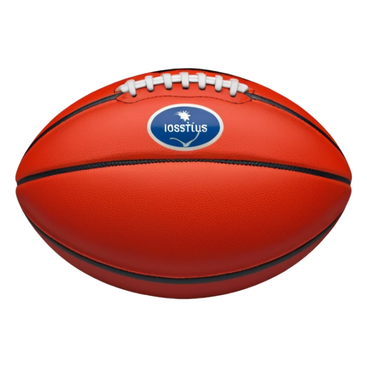 australian rules football ball with horizontal
 red, white and black stripes sticker