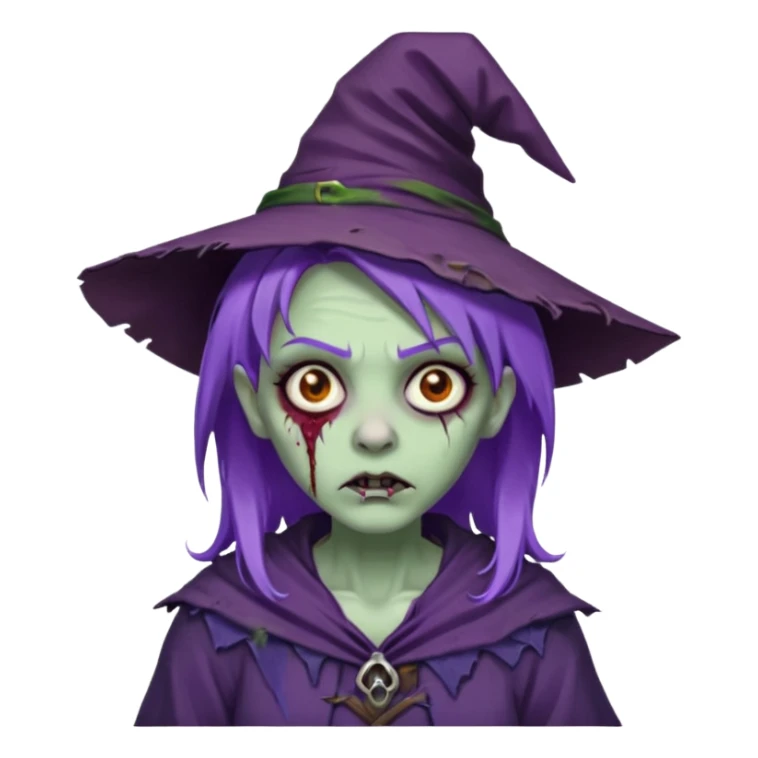 purple hair zombie witch sticker