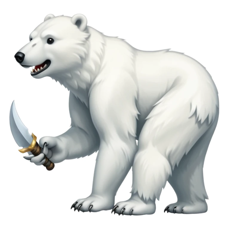 Polar bear with a wolf’s tail, thick neck fur, and short saber fangs sticker