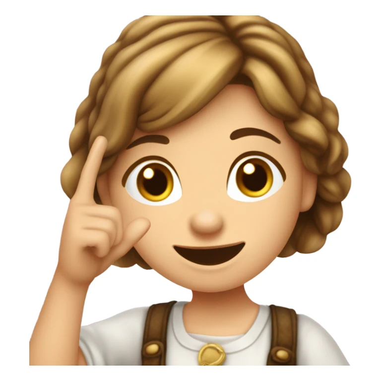 Ein Mädchen in weinachtskleidung was voraus läuft und den Finger gerade aus richtet sticker