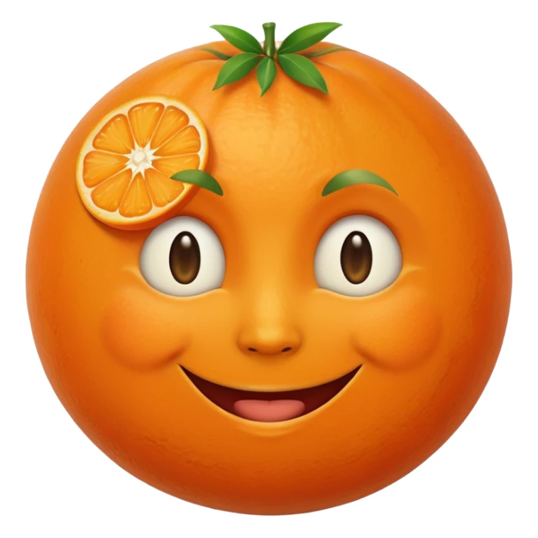 A tangerine 🍊 with face of full moon 🌝 sticker