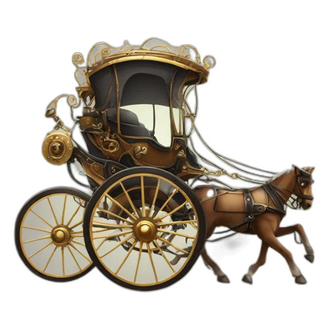 carriage electric steampunk without horse simple cartoon clear background racing sticker