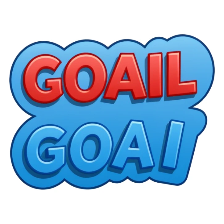 Word “Goal” sign comic style blue (#00A3E0) and red (#F9423A)  sticker