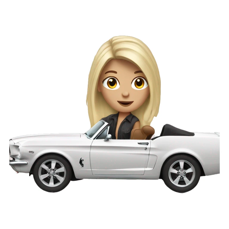 White girl with black hair driving a mustang  sticker