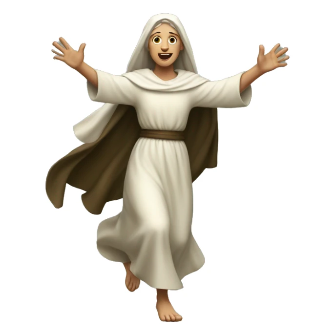 saint brigid running, with a large stride and arms outstretched sticker
