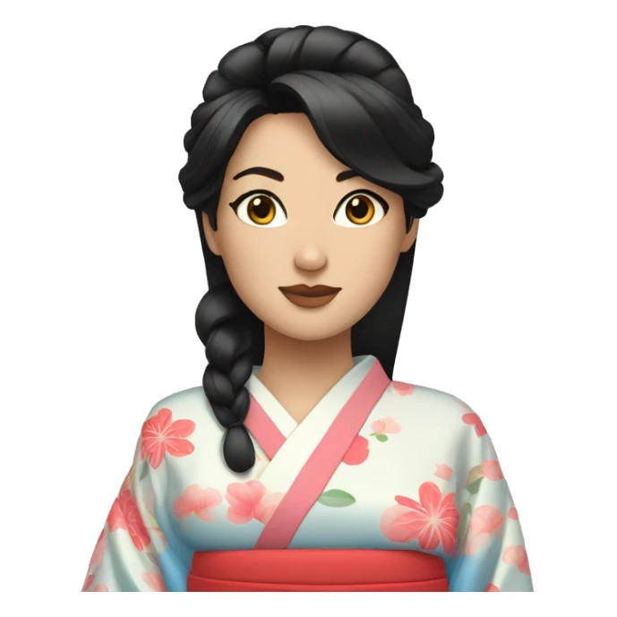 Black haired woman blue eyes in kimono sticker