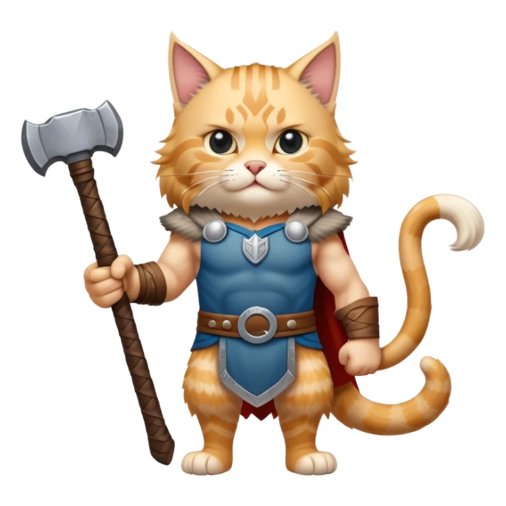 Viking norwegian cat in full height like a man with thors hammer sticker