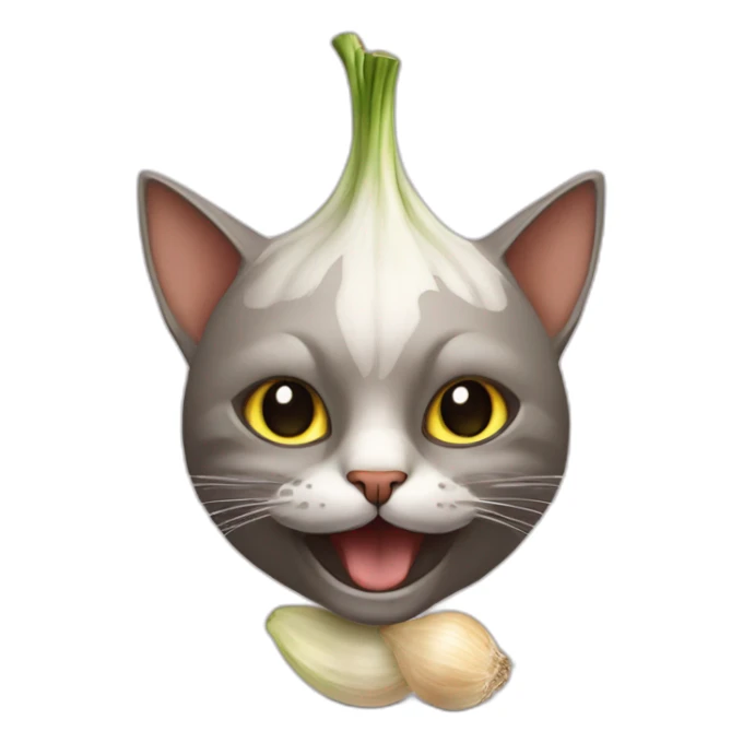 cat neva masquarade with garlic bulb on head sticker