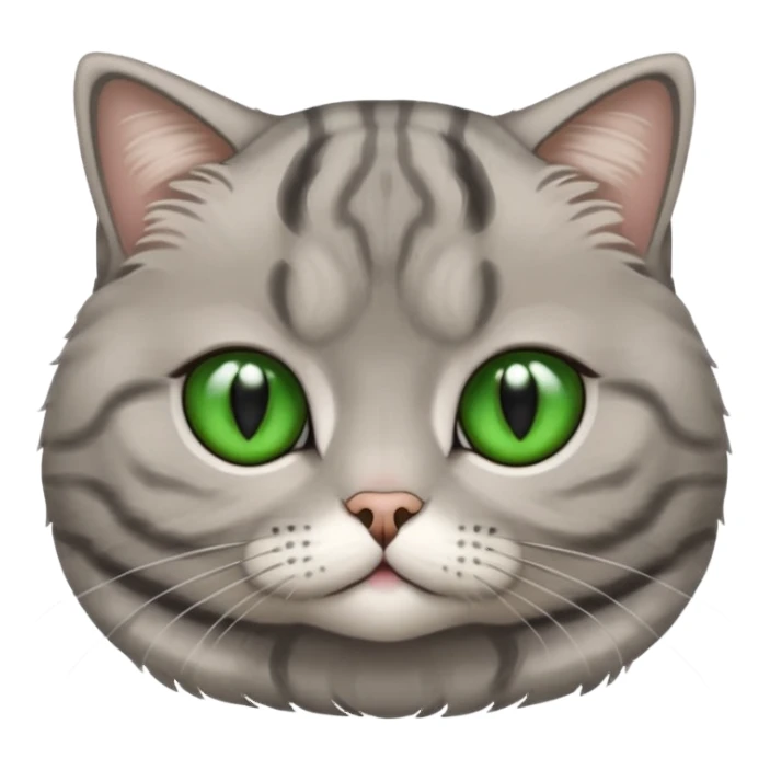 Half-eared grey striped green-eyed Scotch fold, cute cat sticker