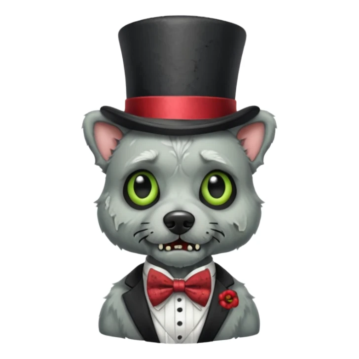 zombie dog with bow tie and top hat sticker