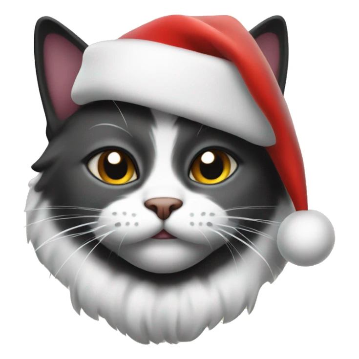 Cat black and White in Santa Claus hat sticker