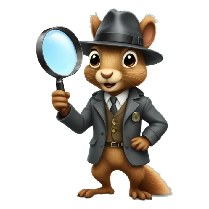 realistic detective squirrel holding a magnifying glass sticker