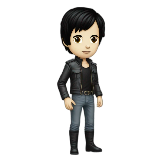 photo realistic, full body, Gary Numan in 1979, playing a Mini Moog, standing up, front view sticker