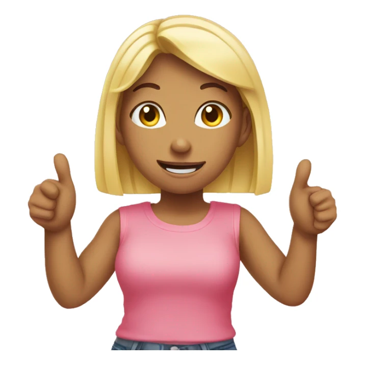 girl two thumbs pointing at herself sticker