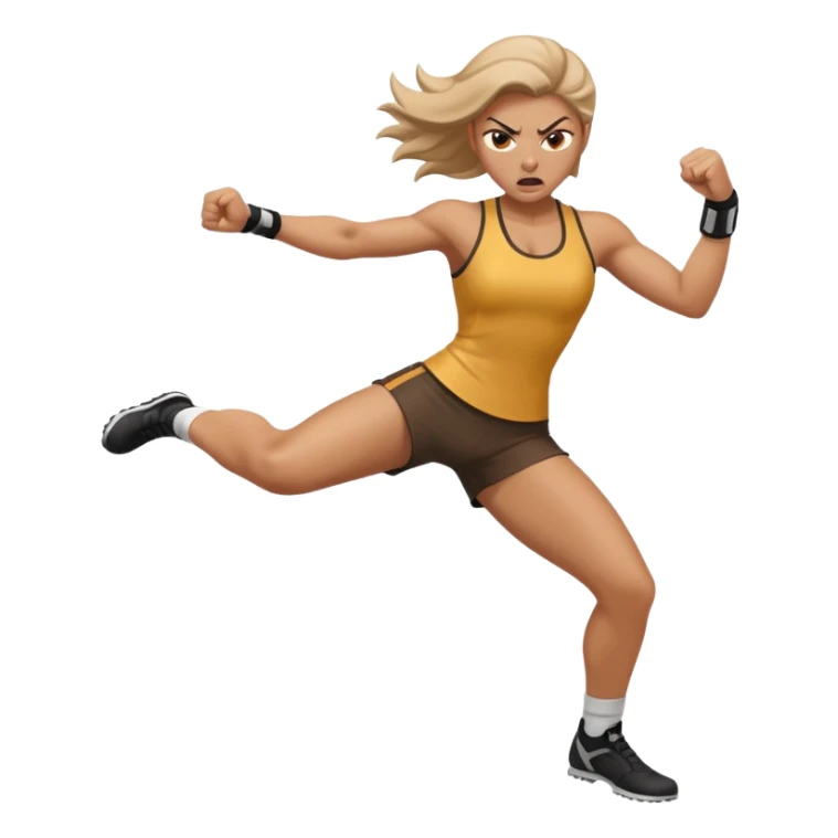Woman angry kicking sticker
