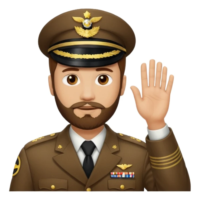 Cop with short brown hair and beard saluting sticker