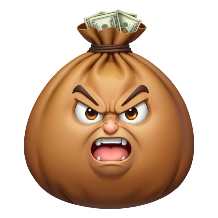 angry bag of money sticker
