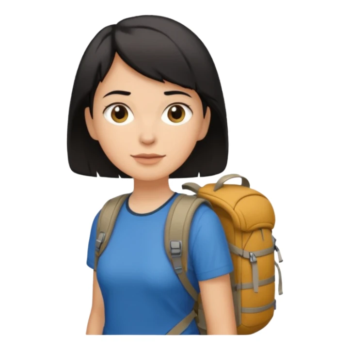 a white woman who has black short hair hiking  sticker