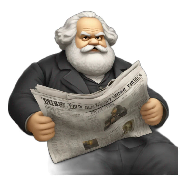 fat karl marx drinks beer and reads the newspaper sticker
