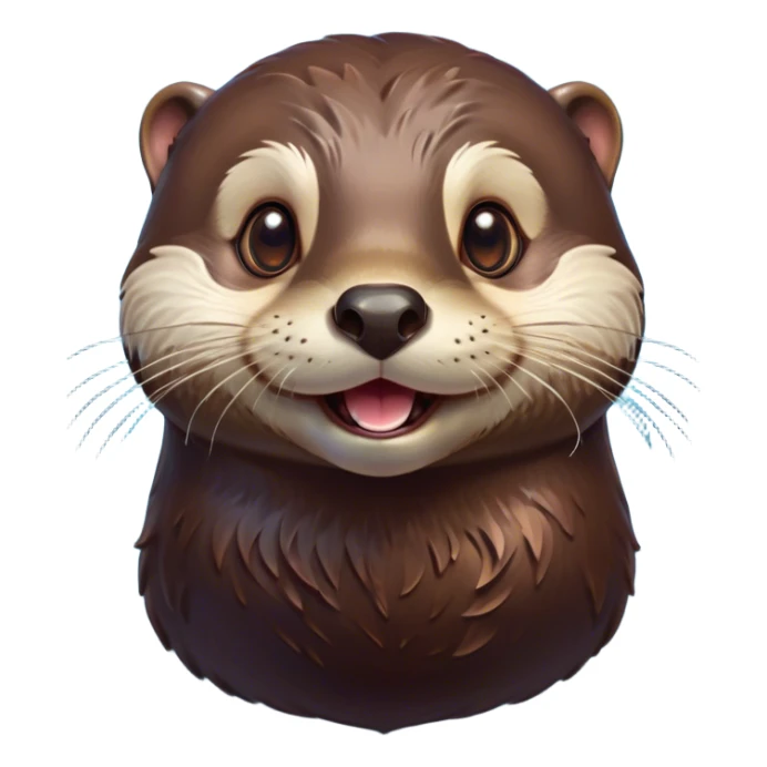 Cinematic Comical Otter Portrait Emoji, Head tilted dramatically with an exaggeratedly amused expression, featuring a striking, glossy brown Fur with a playful glint in its wide, expressive eyes filled with playful disbelief, Simplified yet hilariously expressive features, highly detailed, glowing with a slightly sassy glow, high shine, dramatic yet playful, stylized with an air of cheeky aquatic mischief, bright and endearing, soft glowing outline, capturing the essence of a spirited and over-the-top otter, so meme-worthy it feels like it could splash its way into internet fame instantly! sticker