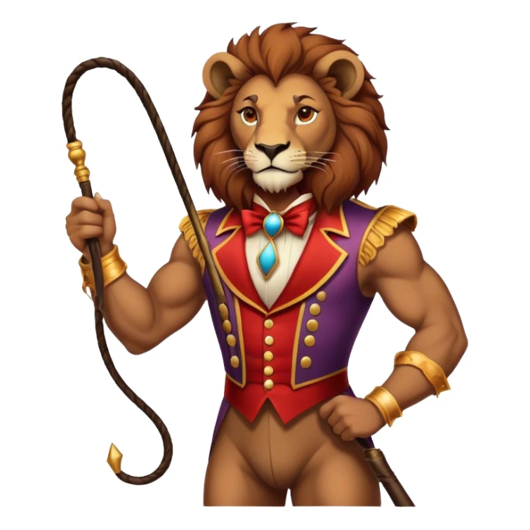 Vintage circus male lion Tamer holding whip sticker