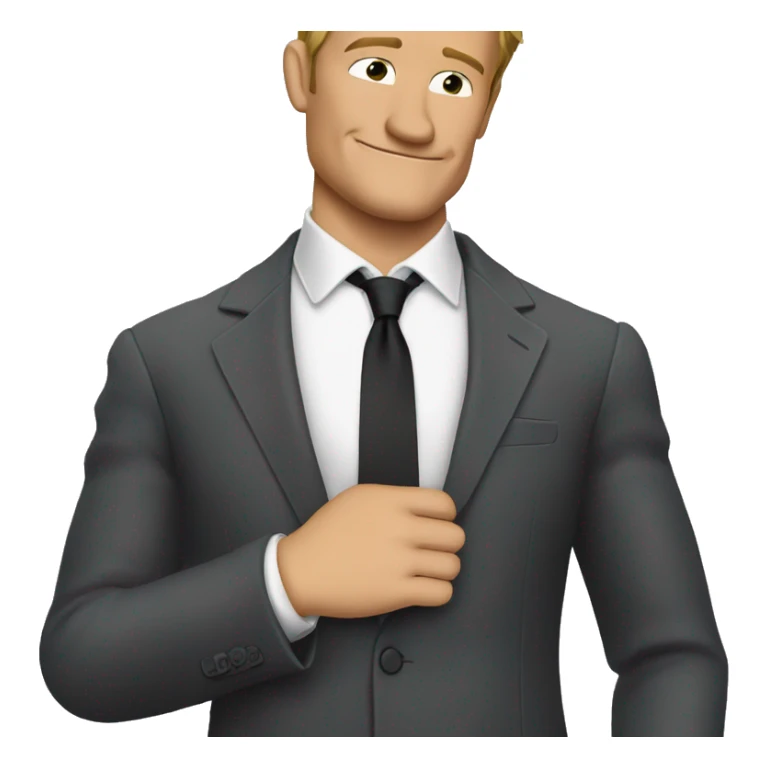 barney stinson wearing a suit adjusting his tie with left hand, leaning back sticker