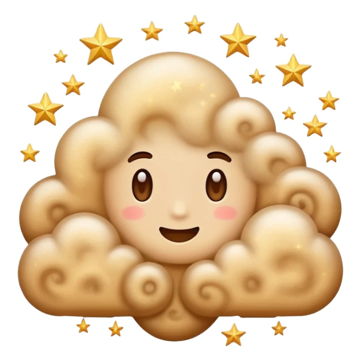 A cloud of dust with various swirls and stars emerging from it. sticker