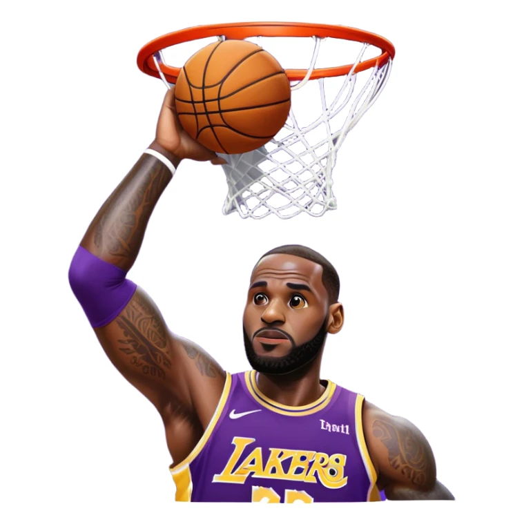 LeBron James basketball player in Lakers jersey dunking sticker