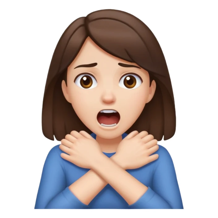 arms crossed hands choking neck screaming brunette haired girl sticker