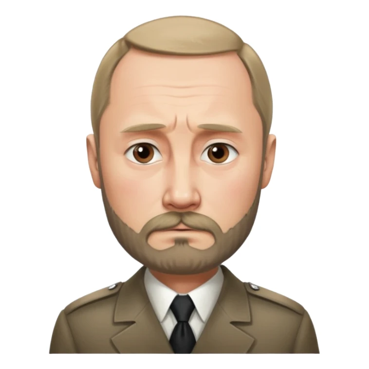 sad face of putin with a hitler-style beard sticker