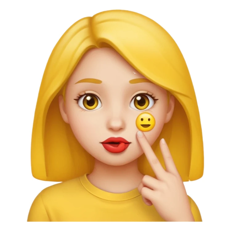 Finger to lip girl yellow emoji sticker