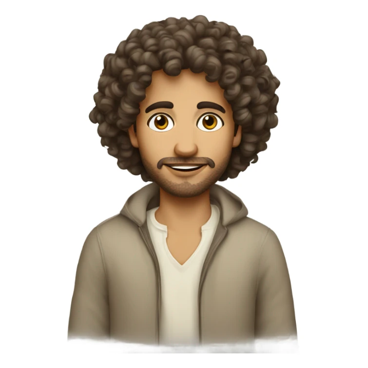 French morrocan guy curly hair brown eye sticker
