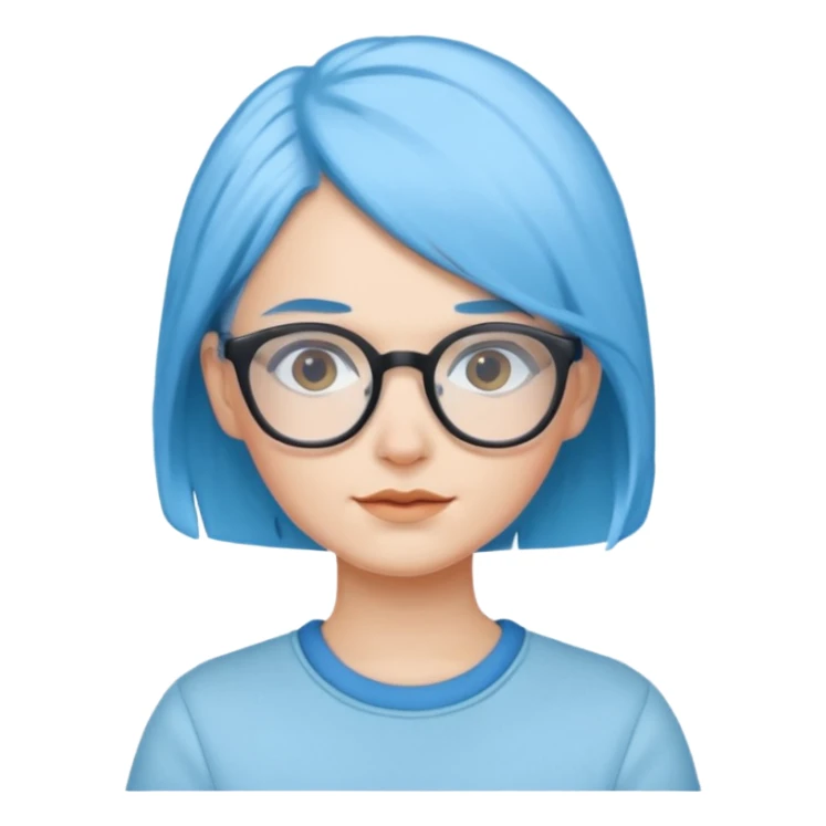 lady with baby blue hair, wearing glasses sticker