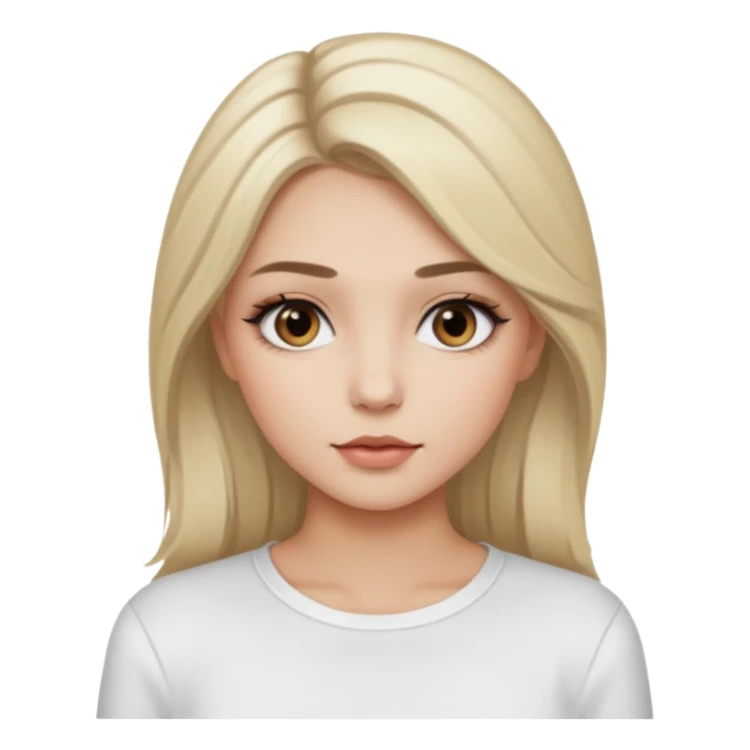 ragazza bionda cenere truccata con maglietta a maniche lunghe bianca sticker