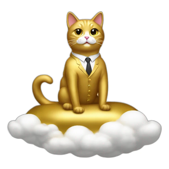 cat secretary sitting on top of the gold cloud sticker