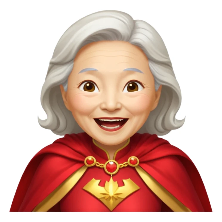 Laughing crazily elderly Chinese superwoman sticker