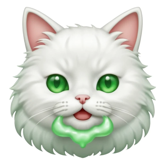Sneezing white cat with green eyes sticker