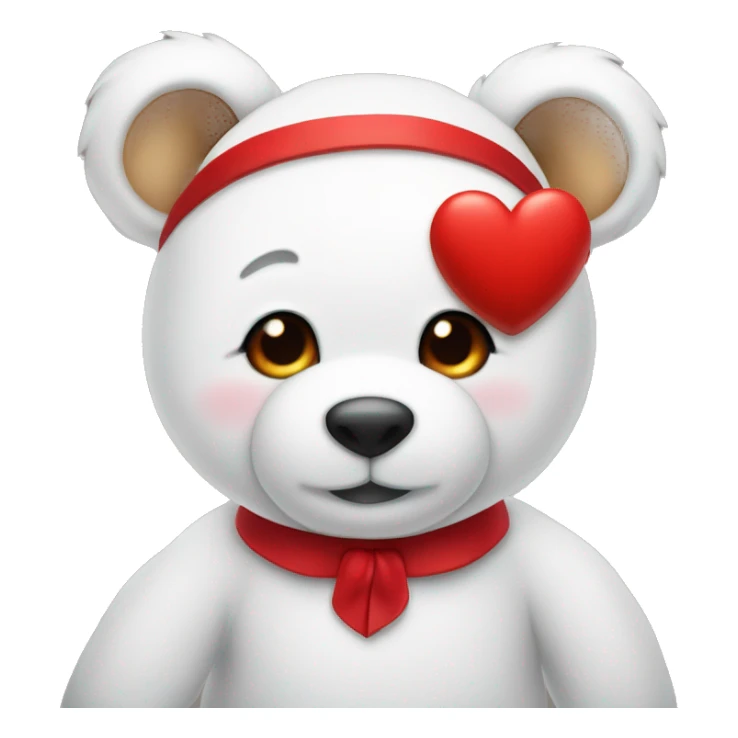 white teddy with a small red heart on his chest and a classic red bow around his neck sticker