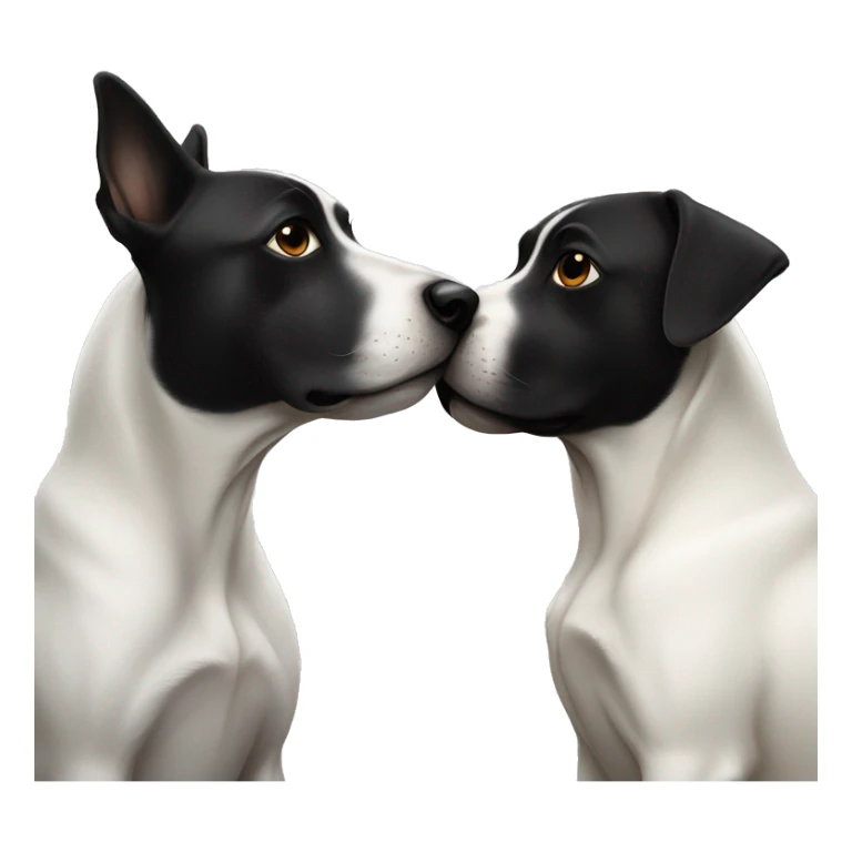 White dog and black dog kissing sticker