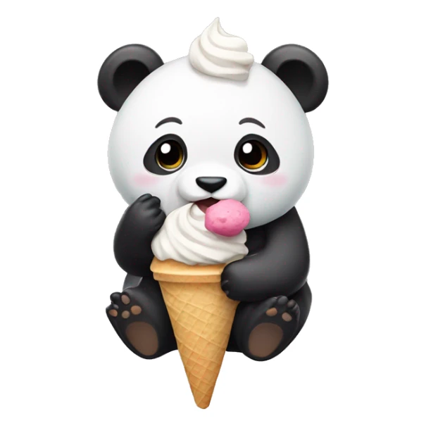 Panda eating ice cream sticker