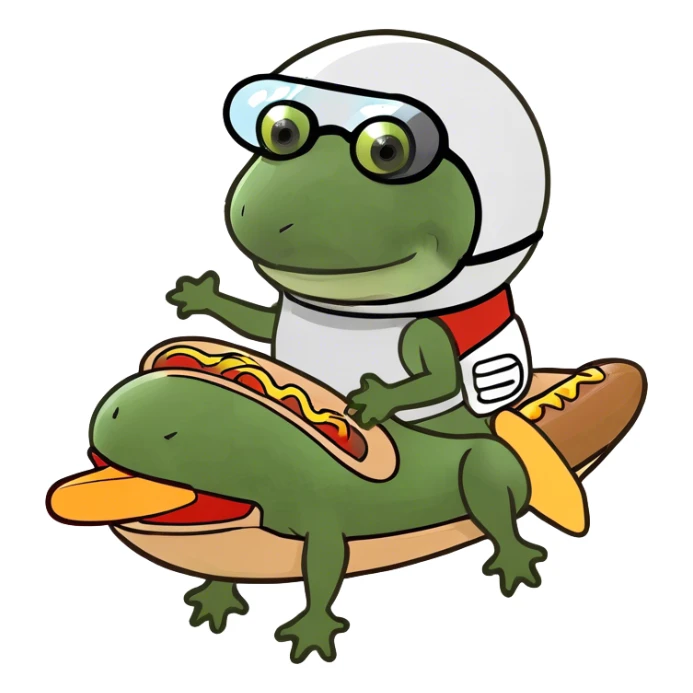 riding a hotdog rocketship, full body sticker