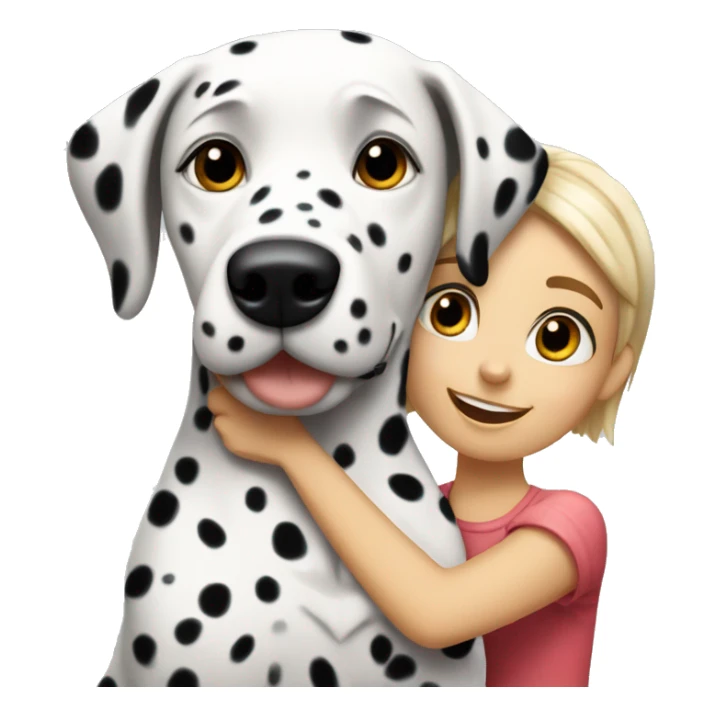 Dalmatian dog and short haired girl embrace sticker