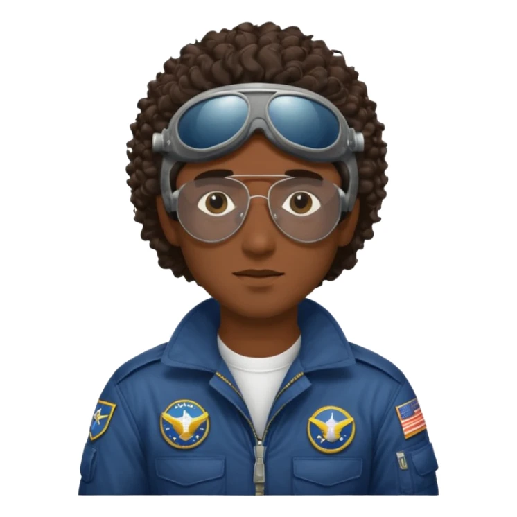 A male pilot with dark skin and close-cut curly hair sticker