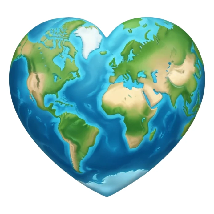 Earth shaped like a heart, showing continents and oceans sticker
