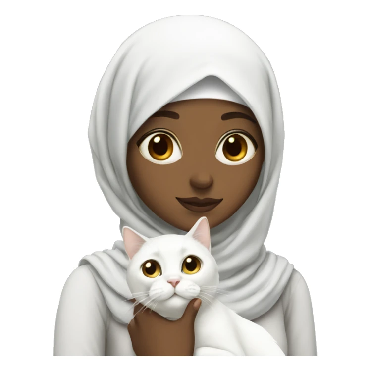 hijab girl with white cat  sticker