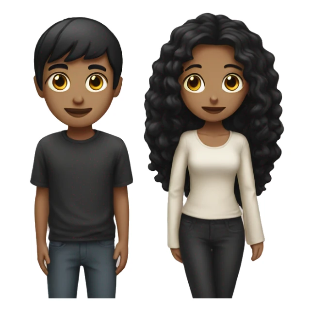 boy with black hair with blonde girl sticker