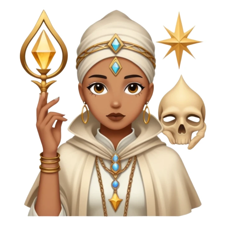 Spiritual tarot card with fashion elements, personal style oracle, mystical wardrobe symbol sticker