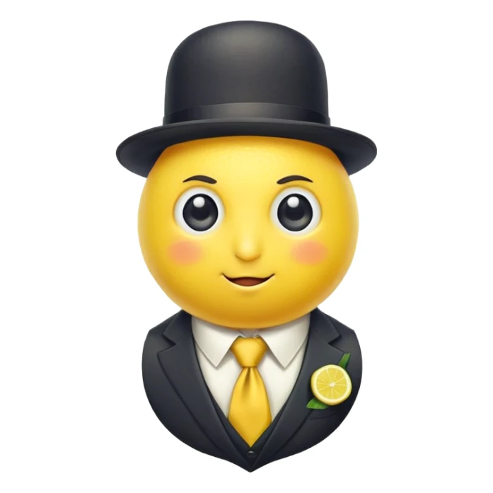 anime lemon character with monocle, necktie, and bowler hat sticker