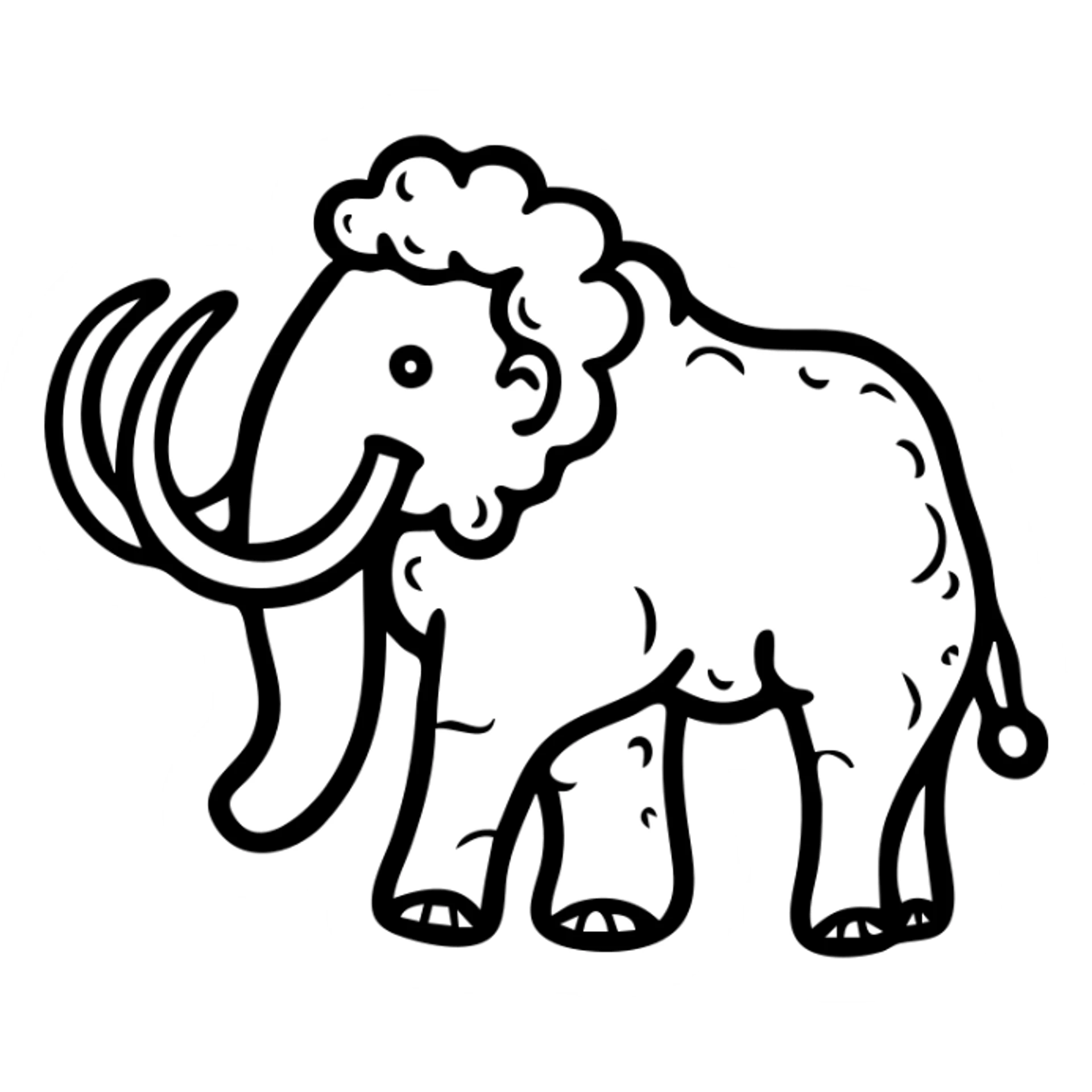 A woolly mammoth with long tusks and trunk sticker